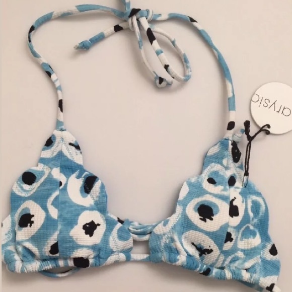 Marysia Swim Other - NWT Marysia Blue Patterned Halter Bikini Top